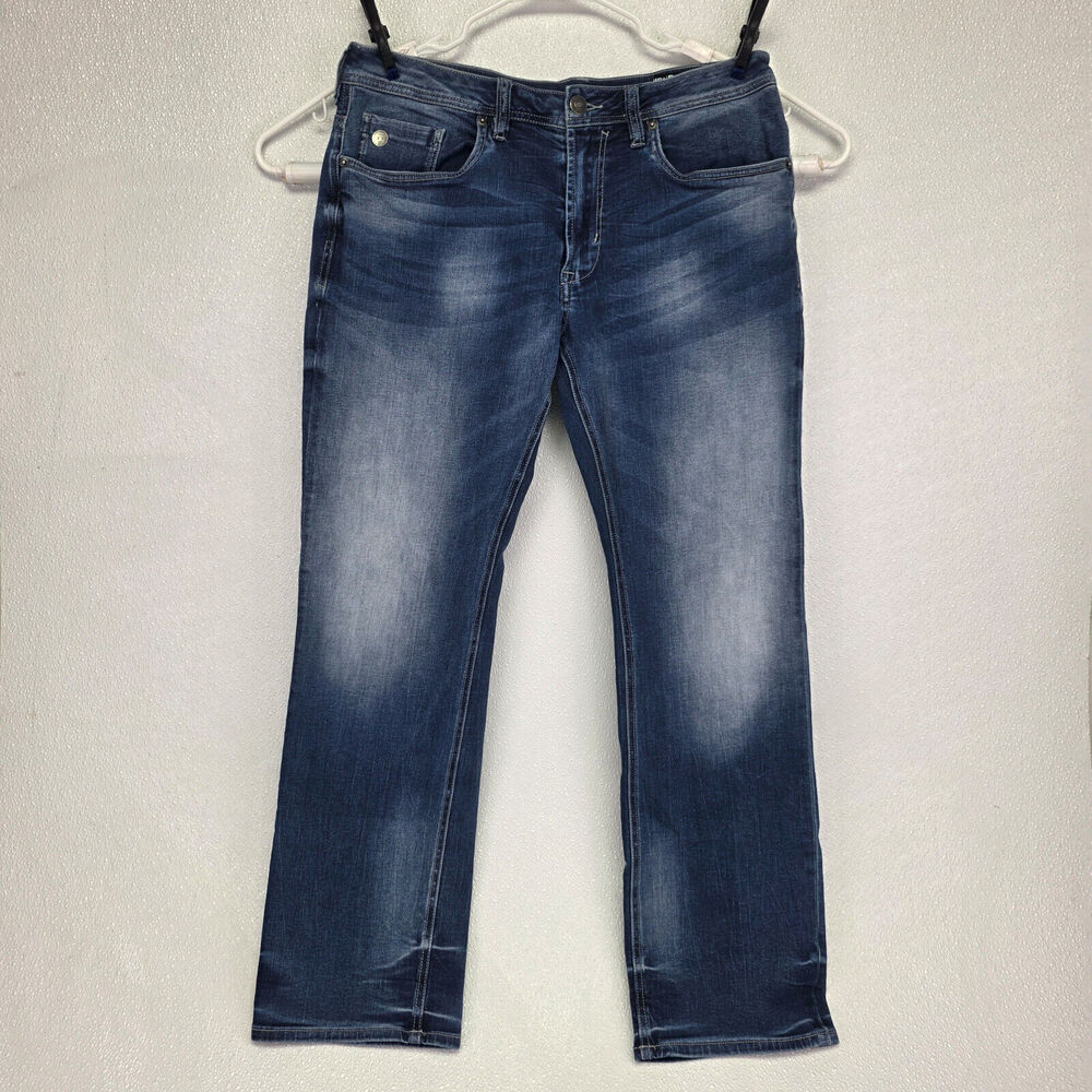 Buffalo David Bitton Jeans Mens 34x32 Blue Evan-X Slim Straight Stretch Denim